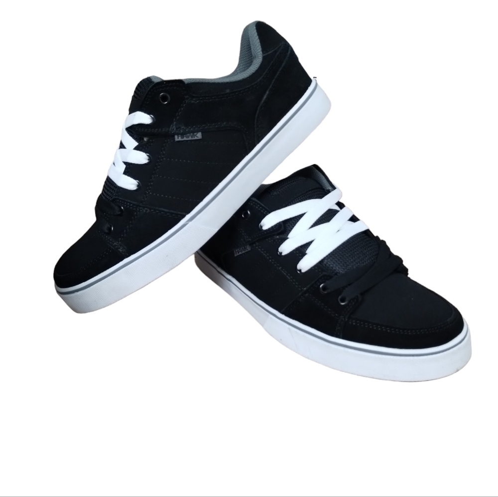TONY HAWK Twitch Leather Skate Shoes‎ Mens 8 Black Skateboard Sneakers